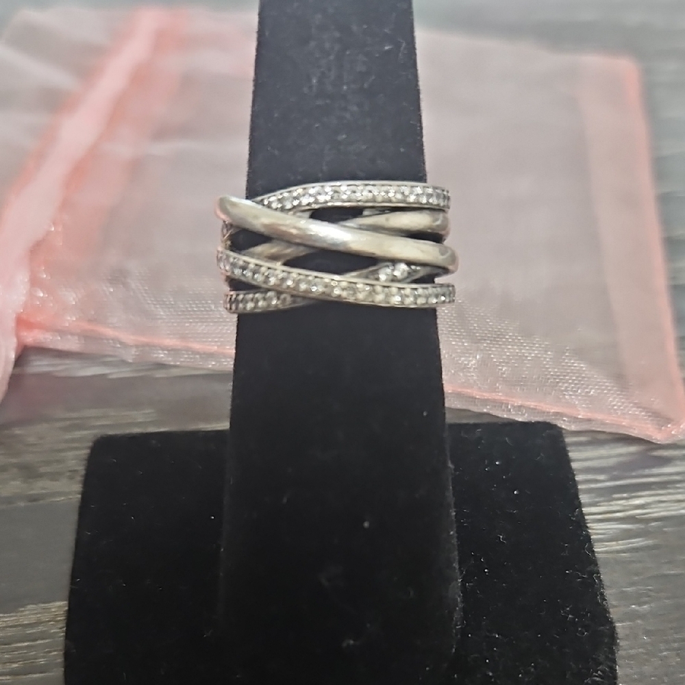 Pandora Sparkling & Polished Lines Ring 6.5